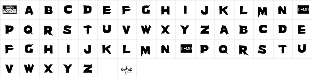 Massacre DEMO Regular  glyph index