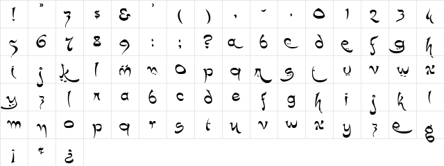 K22 Timbuctu Regular  glyph index