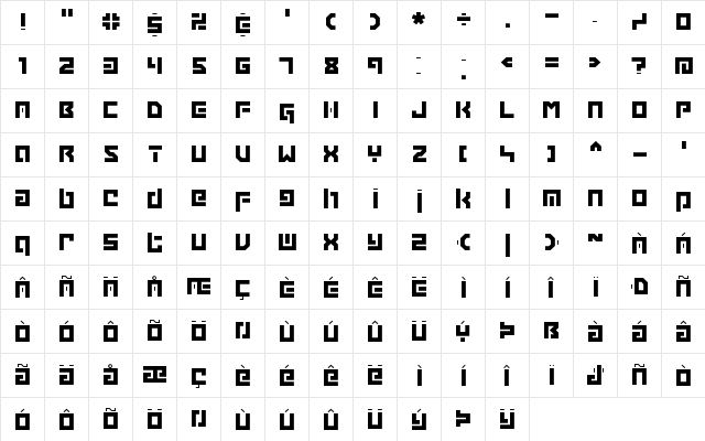 Grapple BRK Regular  glyph index