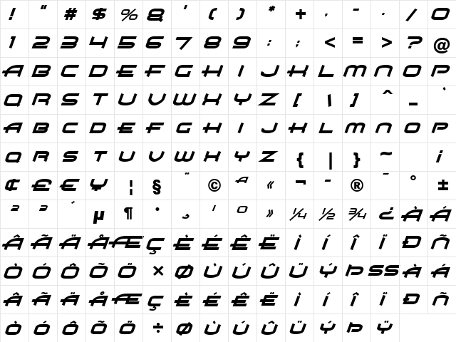 Air Flow BTN Hv Oblique  glyph index