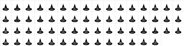101! Witches Hat Regular  glyph index