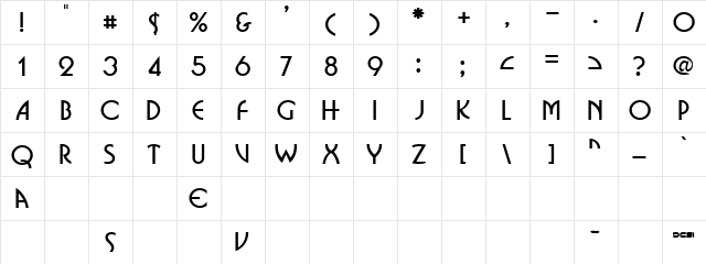 FFX Buster Regular  glyph index
