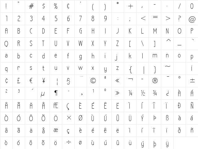 LA Headlights BTN Lt Regular  glyph index