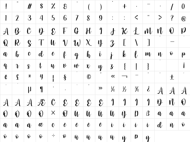 Heart Attack Regular  glyph index