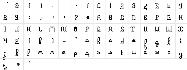 A La Nage Bold  glyph index