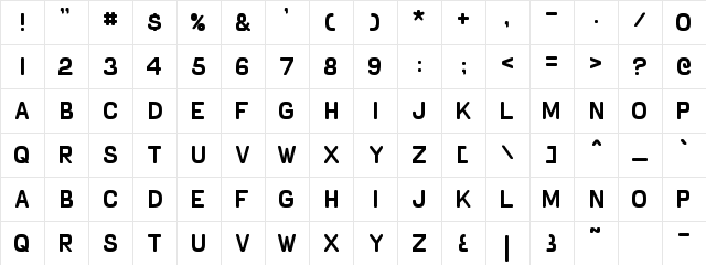 Tech Manual Regular  glyph index
