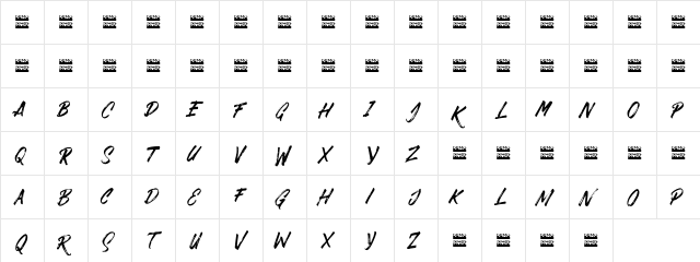 DABRUSH Regular  glyph index