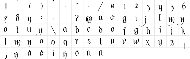 Black Heart Inertia Regular  glyph index