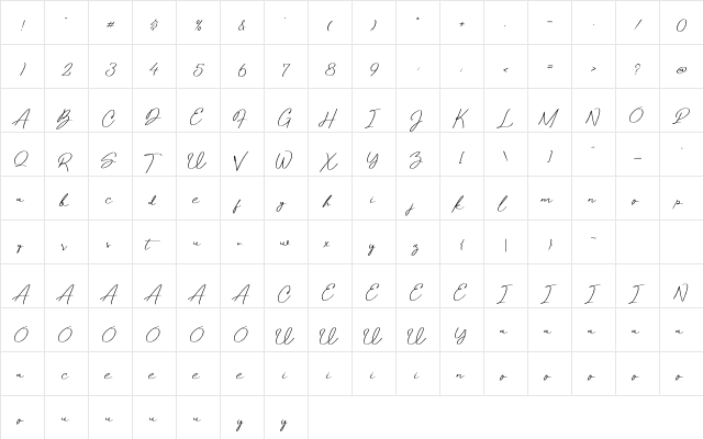Bassetta Pollina Regular  glyph index