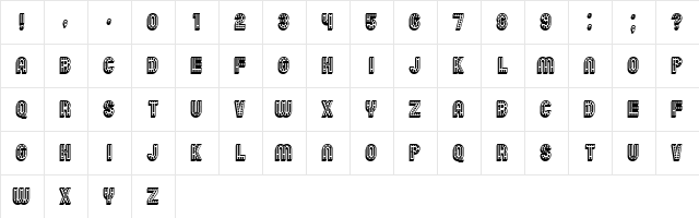 Chicago 3D Regular  glyph index