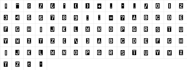Housebroken Regular  glyph index