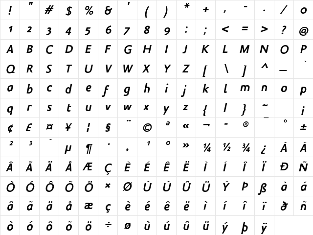 Legal LT Std Bold Italic  glyph index