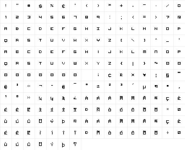 Visitor TT2 BRK Regular  glyph index