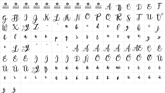 Everlast Personal Use Regular  glyph index