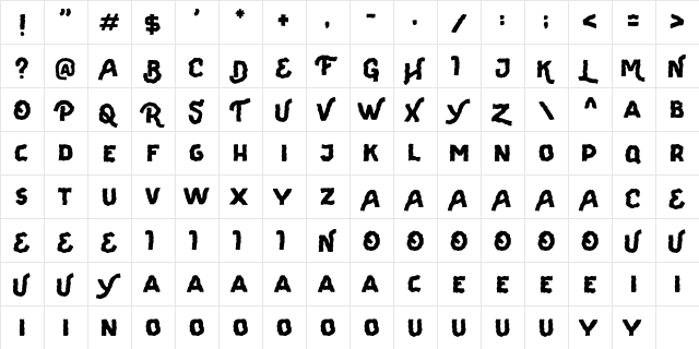 The Viperion DEMO Regular  glyph index