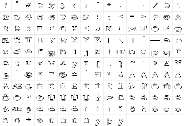 FZ JAZZY 7 3D EX Normal  glyph index