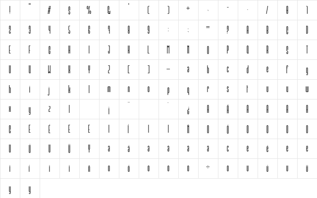 Conde Sans Regular  glyph index