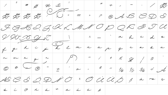 Wolframia Regular  glyph index