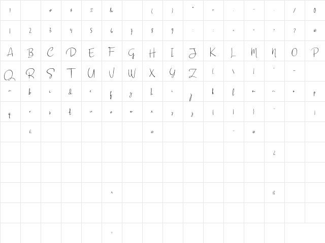 Beautiful Sunday Regular  glyph index