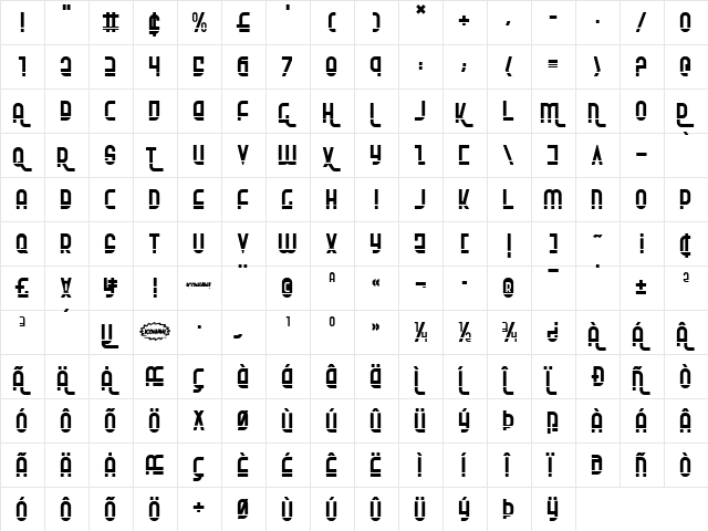 Ro'Ki'Kier Laser Regular  glyph index