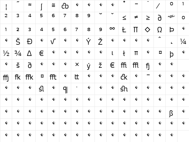 MaxDemiSerif-LightExpert Regular  glyph index