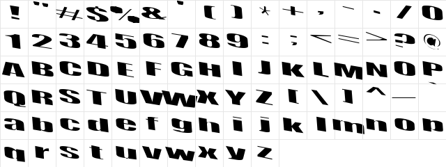 Retsyn Regular  glyph index