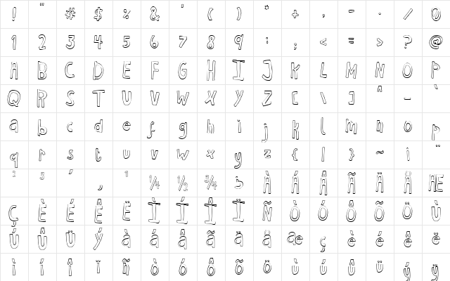 Havent Slept in Two Days Regular  glyph index