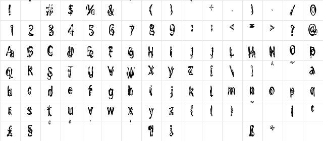 MixUpCondensed Regular  glyph index