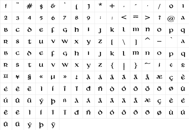 LD Christmas Ale Regular  glyph index