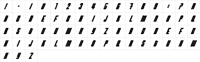 NeutronBomb Regular  glyph index
