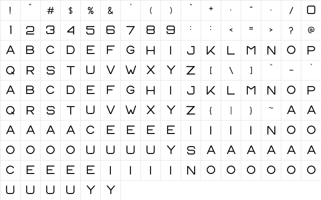 CS Harley Regular  glyph index