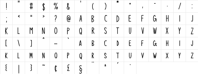 Hello Dreamer Regular  glyph index