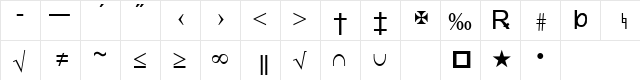 TWA 323237 Regular  glyph index