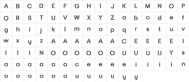 Sukima Bold  glyph index