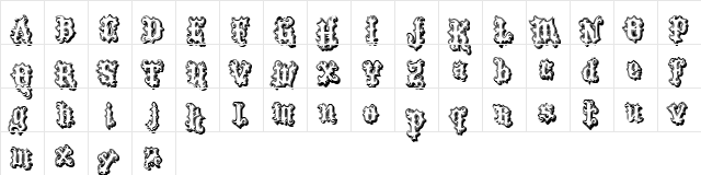 VTKS Tattoo Shadow Regular  glyph index