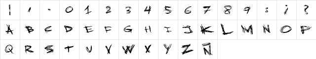 Quickscript Regular  glyph index