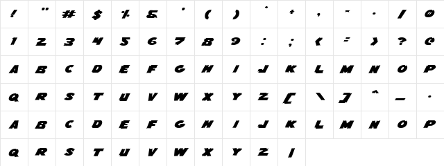 Flying Leatherneck Expanded Expanded  glyph index