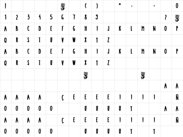 Crazy Saigon Regular  glyph index