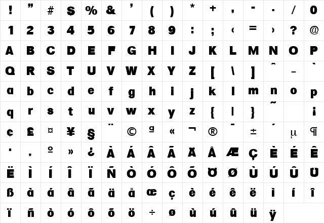Formula-Serial-Heavy Regular  glyph index