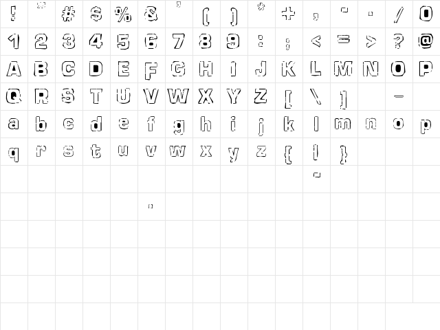 newstile Regular  glyph index