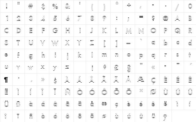 FuturaTMedOu1 Regular  glyph index