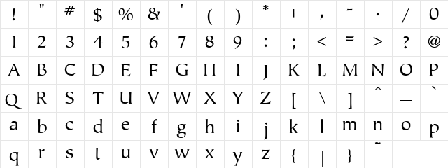 DYLAN Regular  glyph index
