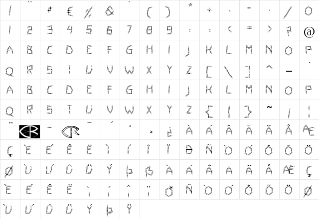 CLIPART Regular  glyph index