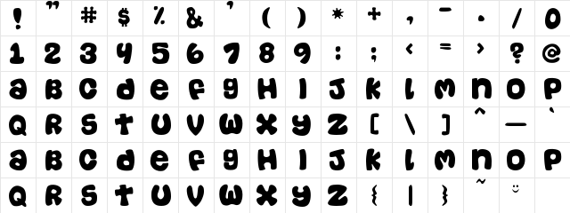 Casual Regular  glyph index