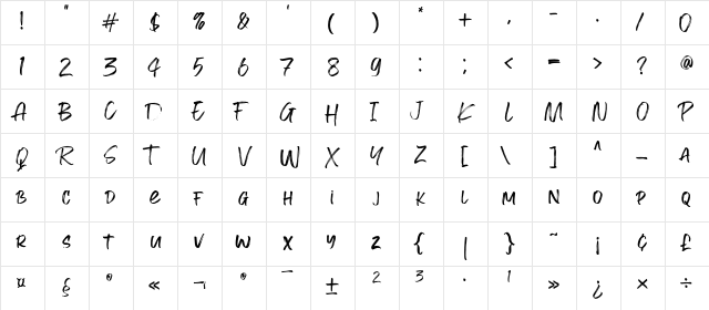 Emixvade Regular  glyph index
