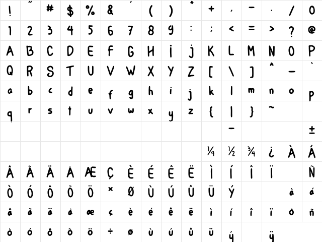 Amrica Seriket Regular  glyph index