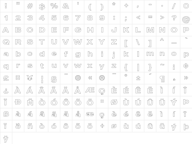 MADE Outer Sans Outline Medium  glyph index