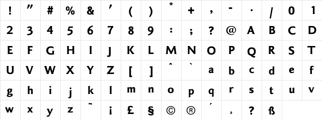 ChaseXBd Regular  glyph index