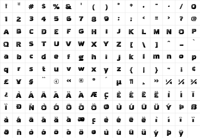 Pakenham Wood Regular  glyph index