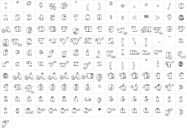 FZ JAZZY 47 HOLLOW Normal  glyph index